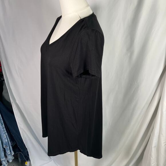 Cupio Black V-Neck Tunic‎ Tee Shirt Womens M Soft Stretch Short Sleeve Basic Top - Picture 5 of 12